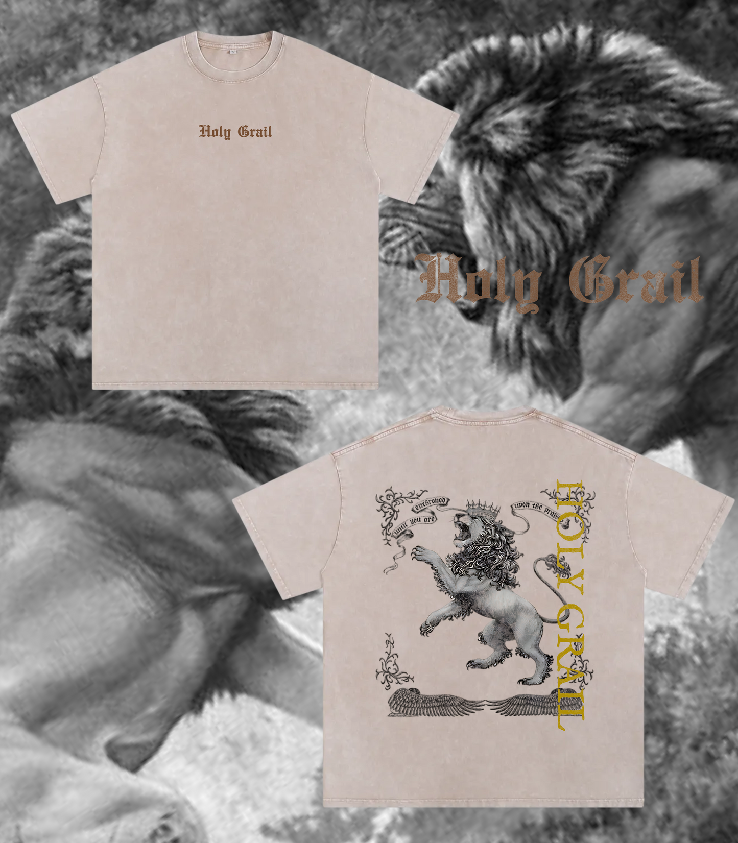 Holy Grail -King of Kings - Acid Wash Oversize T-Shirt - 250 GSM - 2 WEEKS TO SHIP