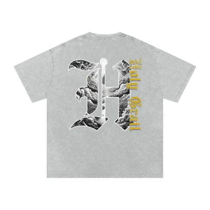 Holy Grail "Heaven" "H"  Branded Acid Washed Oversized Tee